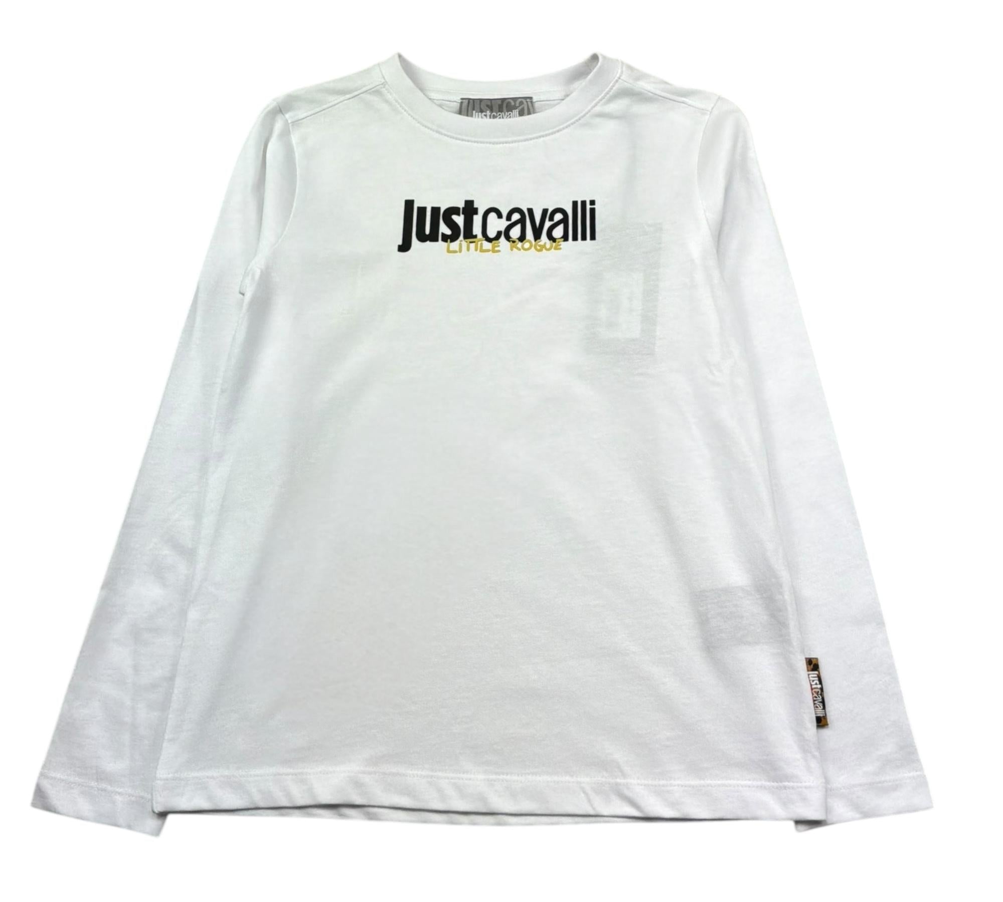 Just Cavalli Shirt Girocollo Tinta Unita con Stampa per Bambino JGP26006TS BIANCO JUST CAVALLI 
