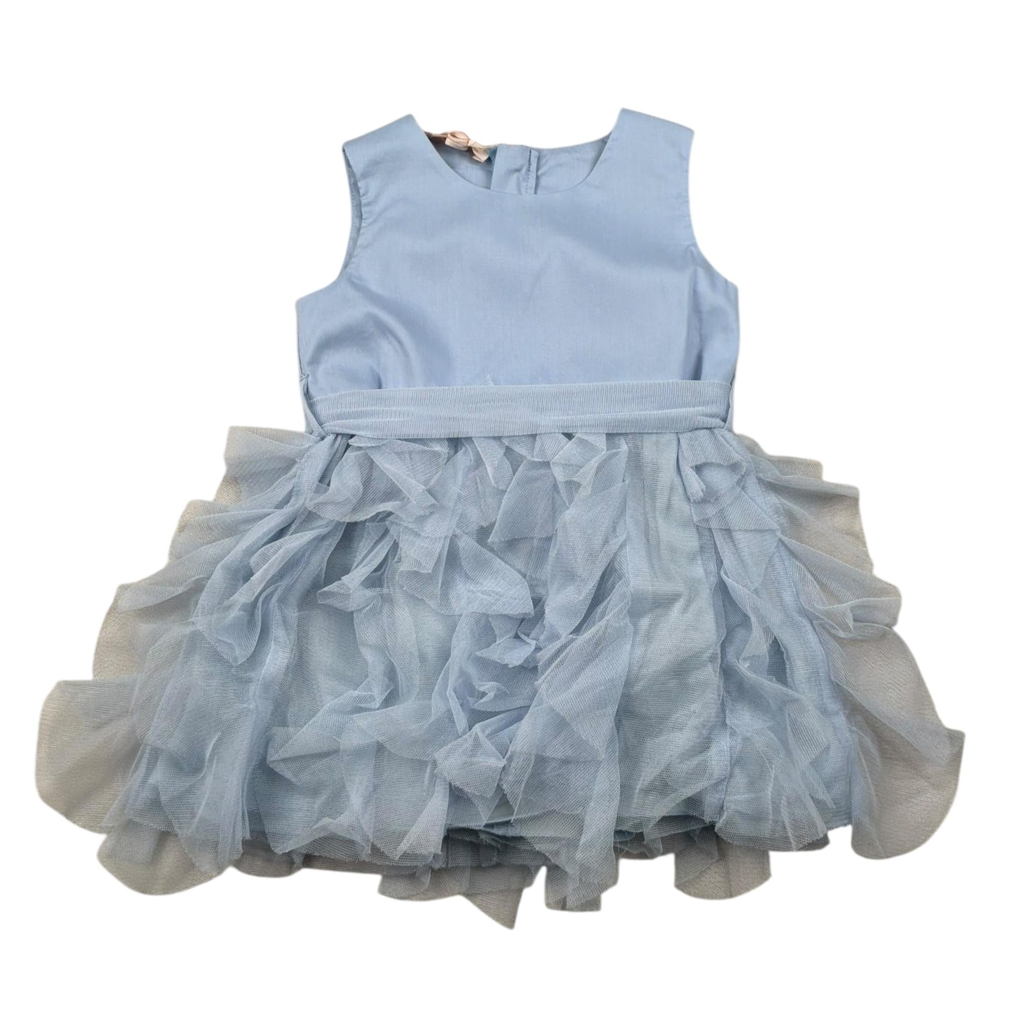 Please Abito Giromania Tinta Unita con Tulle per Neonata AB23290G73 AZZURRO PLEASE 