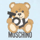 Moschino Pagliaccetto Tinta Unita con Stampa per Neonato MUT049M AZZURRO MOSCHINO 