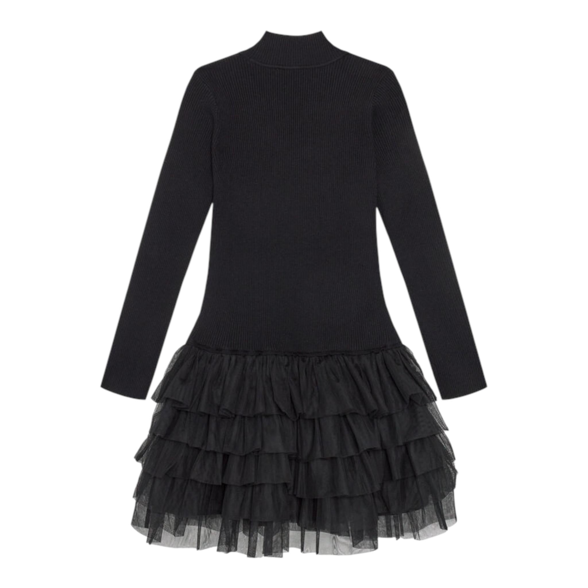 TWINSET abito tinta unita con tulle Nero per Bambina 242GJ3121X NERO TWINSET 