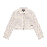 Guess Giacca Tinta Unita Con Microapplicazioni In Maglia Rosa Per Bambina