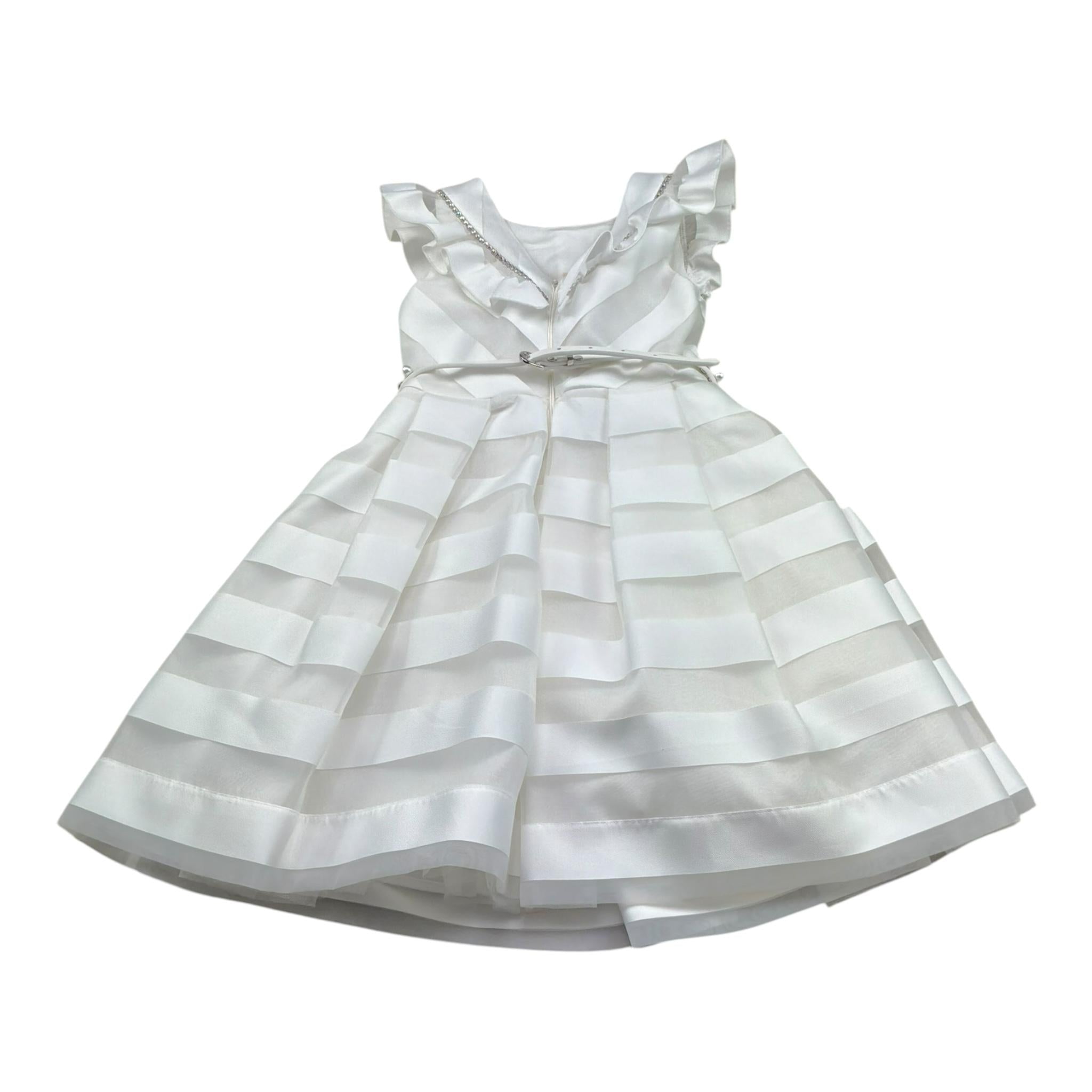 Dixie Abito Tinta Unita con Brillantini E Trasparenze per Bambina 713912 BIANCO DIXIE 