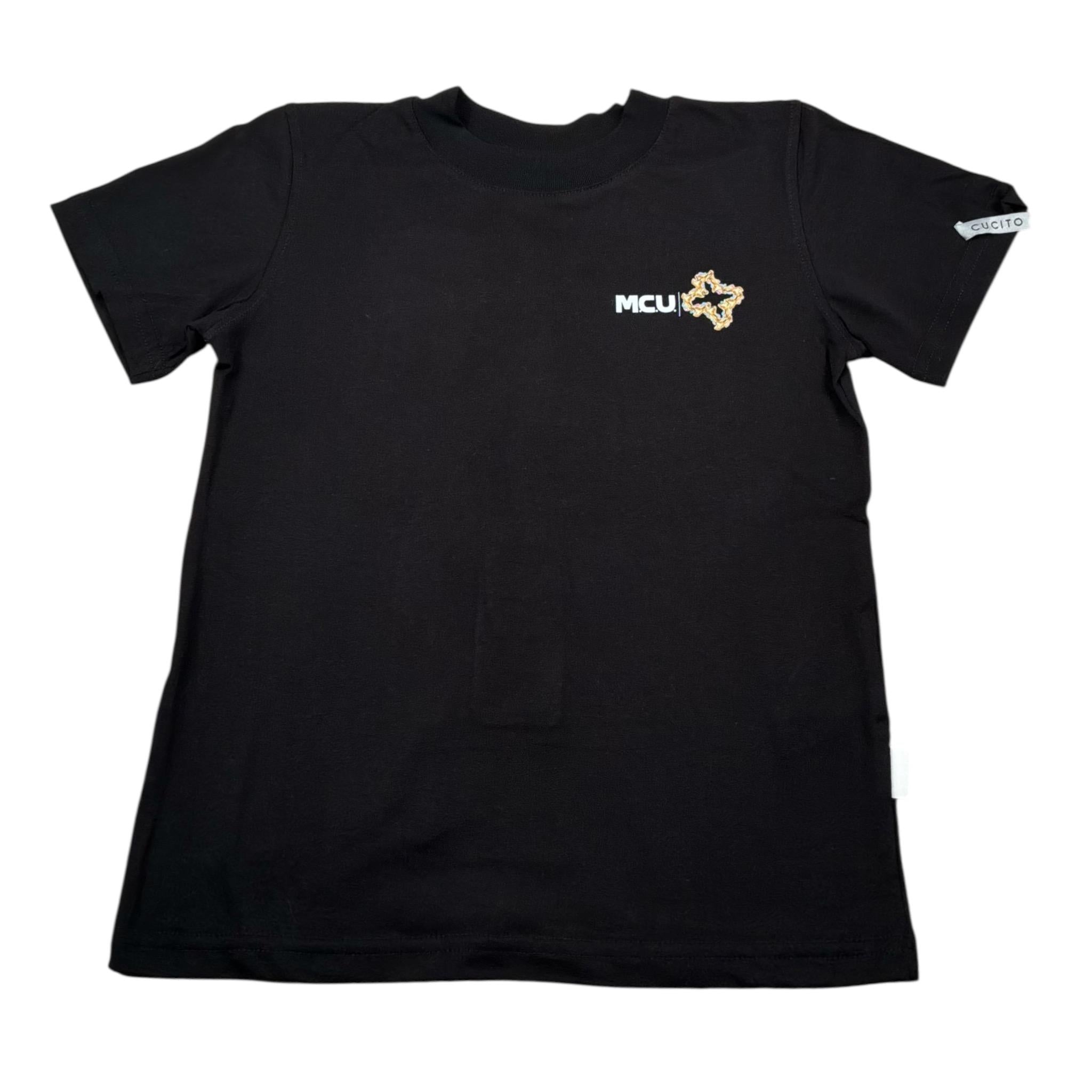 Mcu T-Shirt Girocollo tinta unita con Stampa Nero per Bambino MCU0124 NERO MCU 