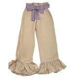 La Stupenderia Pantalone A Palazzo Tinta Unita Con Cinturino In Contrasto Beige Per Bambina