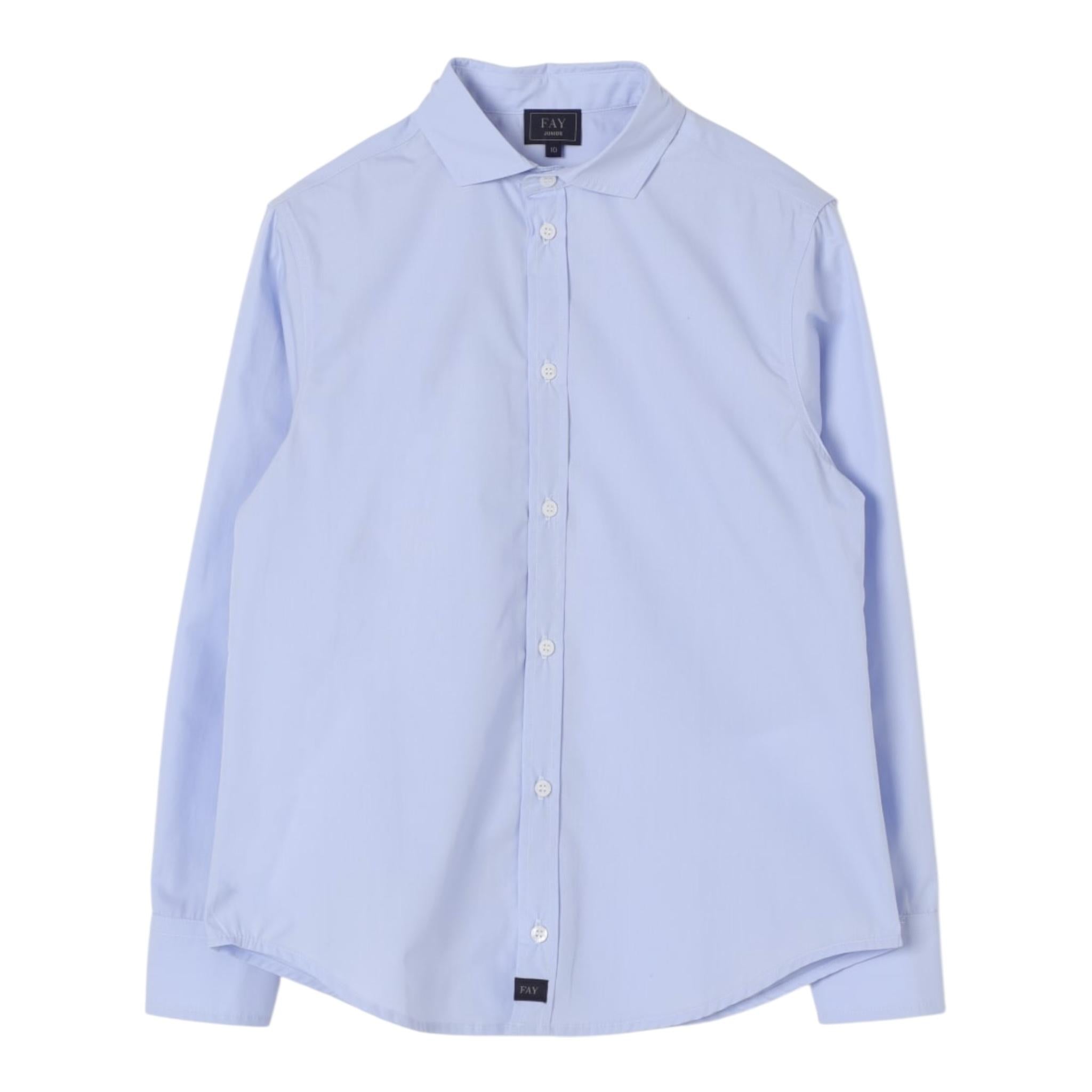 Fay Camicia Tinta Unita Manica Lunga per Bambino FW5Q20 AZZURRO FAY 