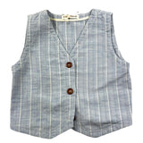 Zhoe & Tobiah Gilet Tinta Unita Con Fantasia A Righe Azzurro Per Bambino