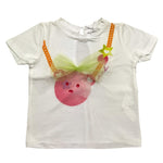 M+E' T-Shirt Girocollo Tinta Unita con Stampa per Bambina UE0909 BIANCO M+E' 