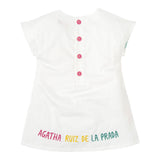 Agatha Ruiz Abito Mezza Manica Con Applicazione Tulle Bianco Per Neonata