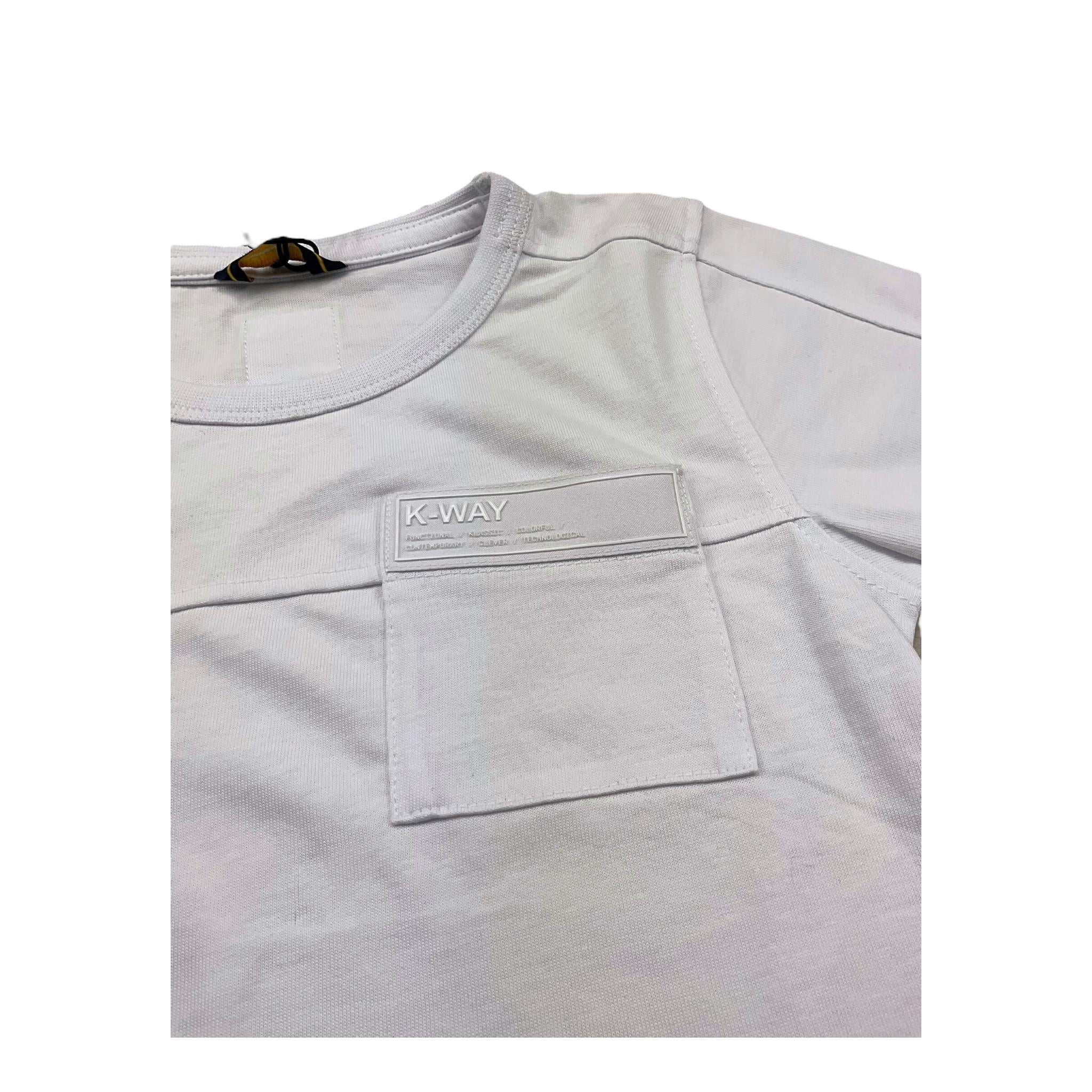 K-Way T-Shirt Girocollo Tinta Unita con Taschino per Bambino K81431W BIANCO K-WAY 