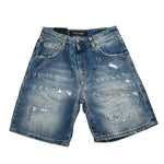 Patriot Bermuda In Denim Tinta Unita con Strappi per Bambino PBC1478 BLU PATRIOT 