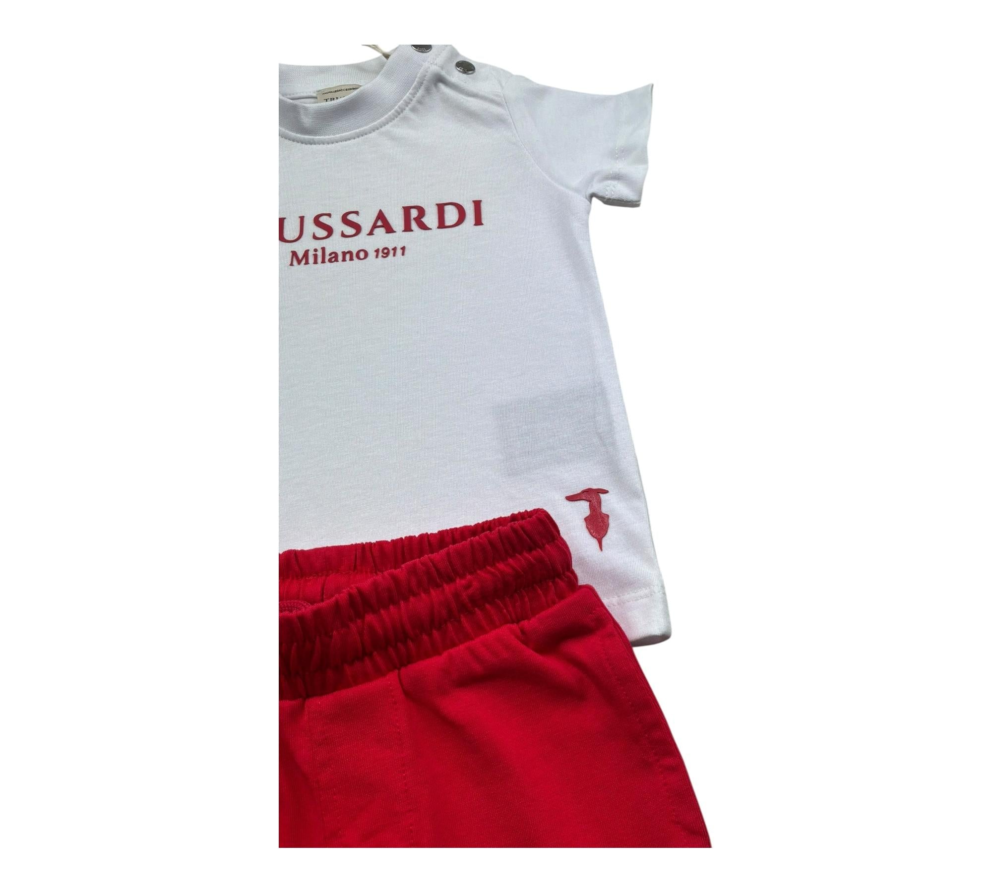 Trussardi Completo 2 Pezzi T-Shirt-Bermuda per Neonato TIP26008CJ BIANCO/ROSSO TRUSSARDI 