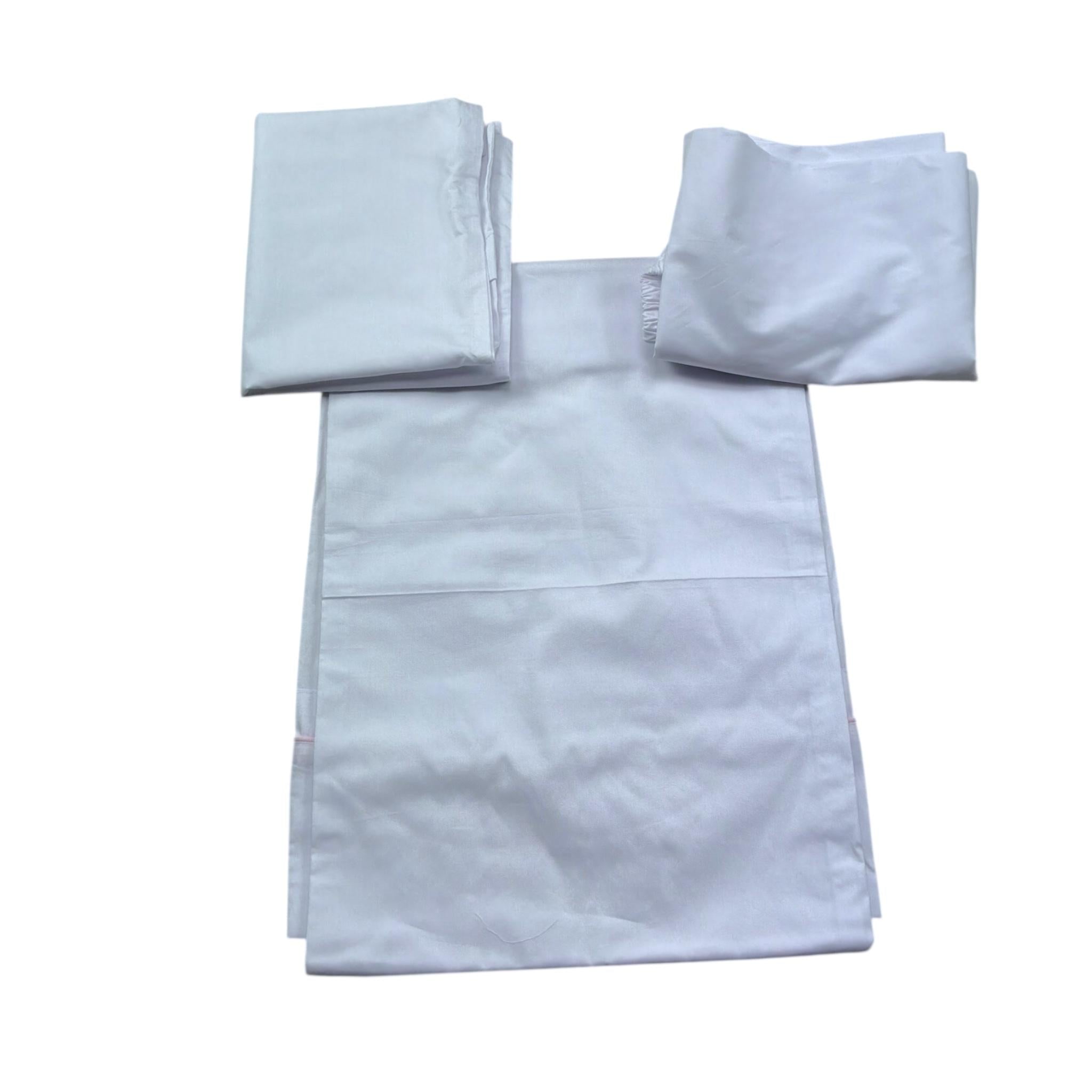 Le Bebe' Lenzuola Set 3 Pezzi Tinta Unita con Stampa per Neonata LBG6296 BIANCO LE BEBE' 