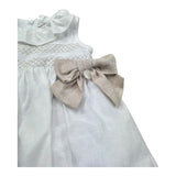 Le Bebe Abito Giromanica Tinta Unita con Fiocchi per Neonata LBG6281 BIANCO LE BEBE 