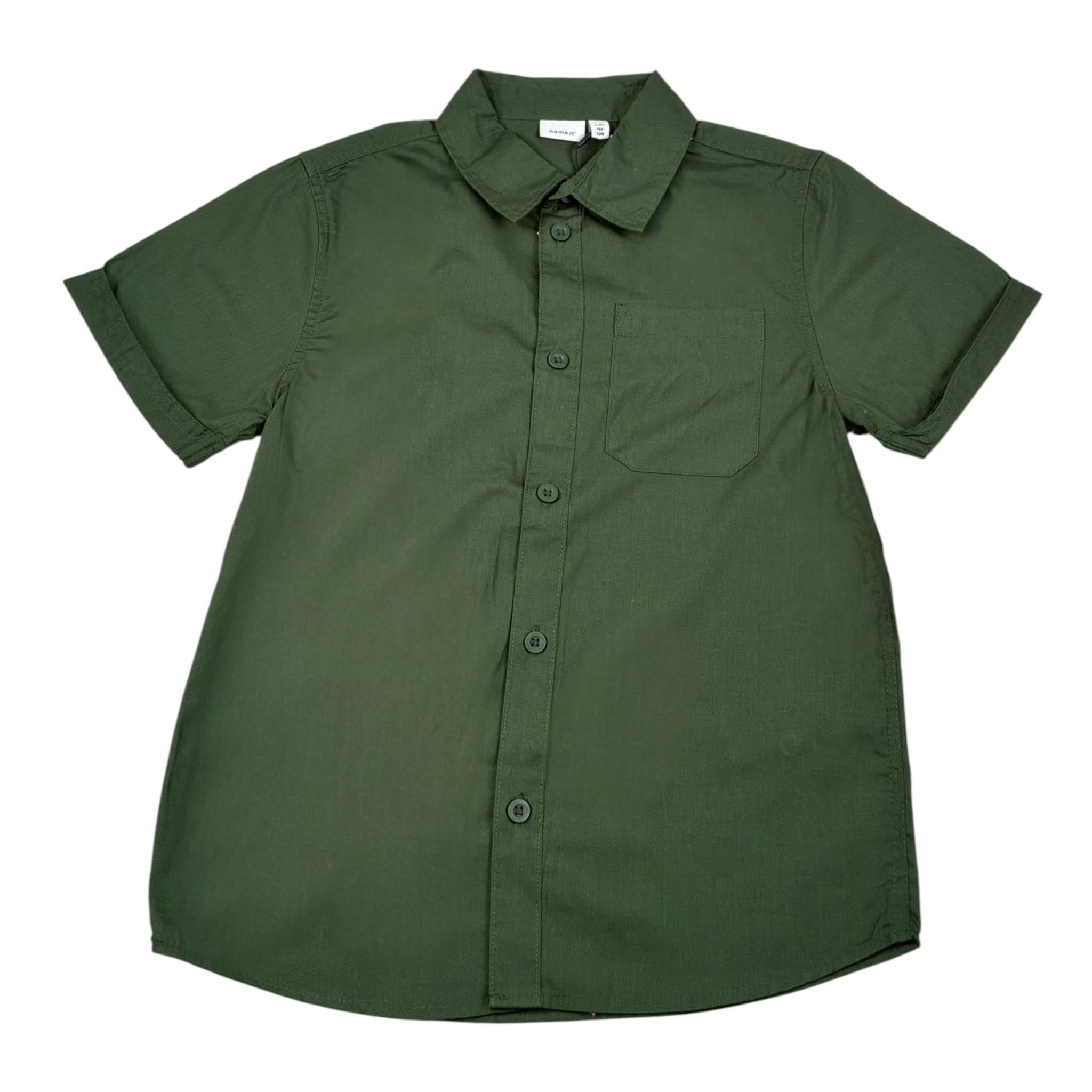 Name It Camicia tinta unita Mezza Manica Verde per Bambino 131747977 VERDE NAME IT 