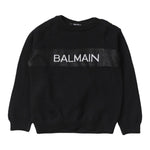 BALMAIN maglia girocollo tinta unita con logo Nero per Bambino BT9Q30 NERO BALMAIN 