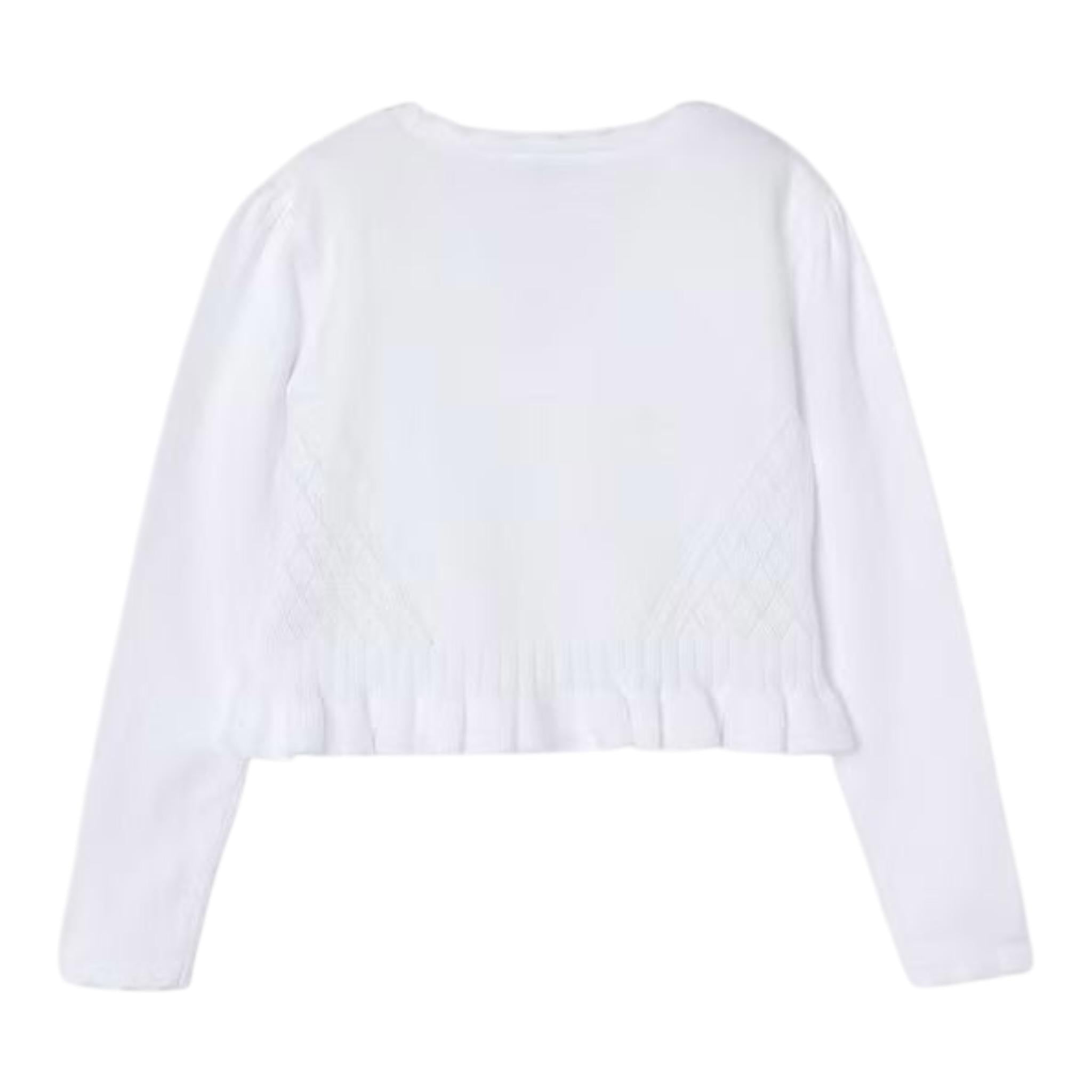 Mayoral Cardigan Tinta Unita con Ricami per Bambina 3354 BIANCO MAYORAL 