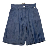 Manila Grace Short In Denim Tinta Unita Con Elastico In Vita Blu Per Bambina