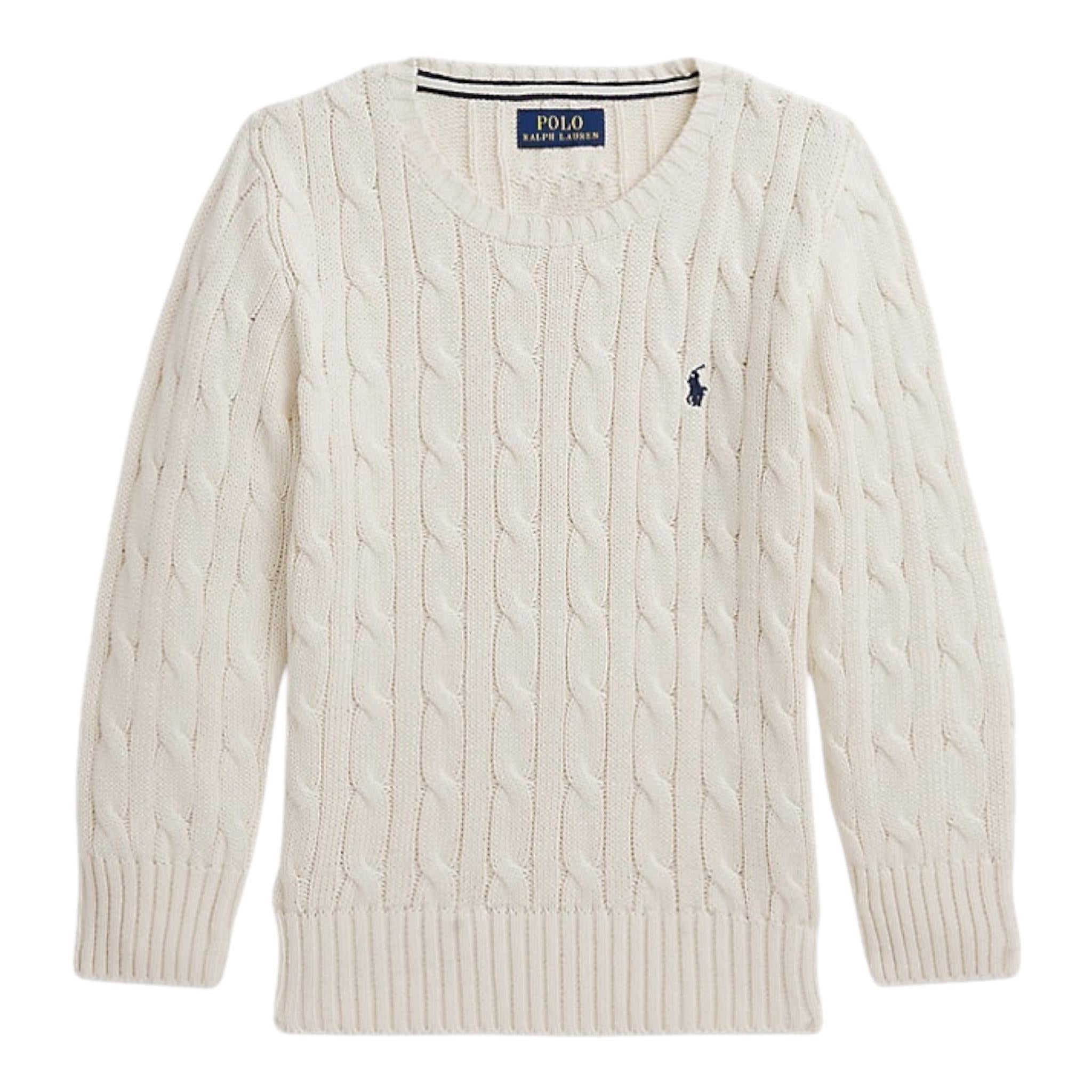 RALPH LAUREN maglia girocollo tinta unita con ricamo logo Crema per Bambino 322702674068J CREMA RALPH LAUREN 