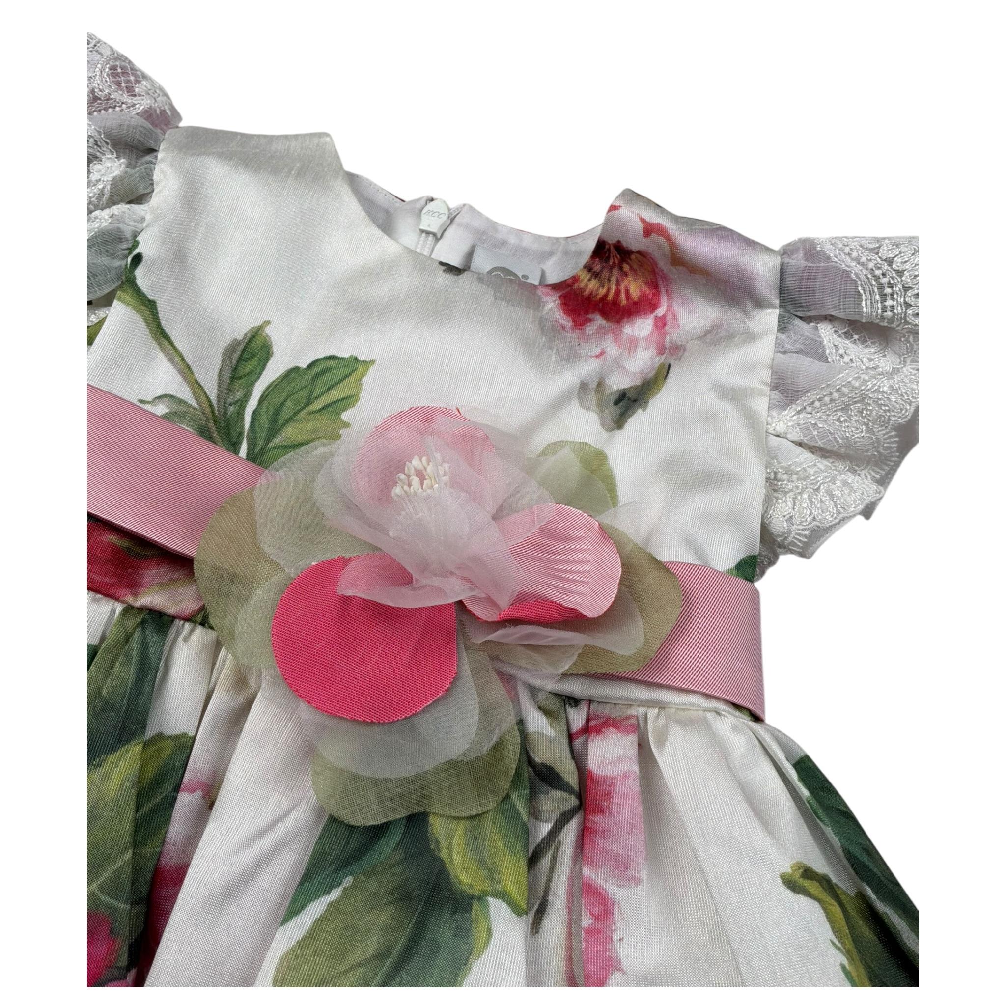 Marlu' Abito Mezza Manica Tinta Unita Fantasia Floreale per Neonata ER320MC PANNA MARLU' 