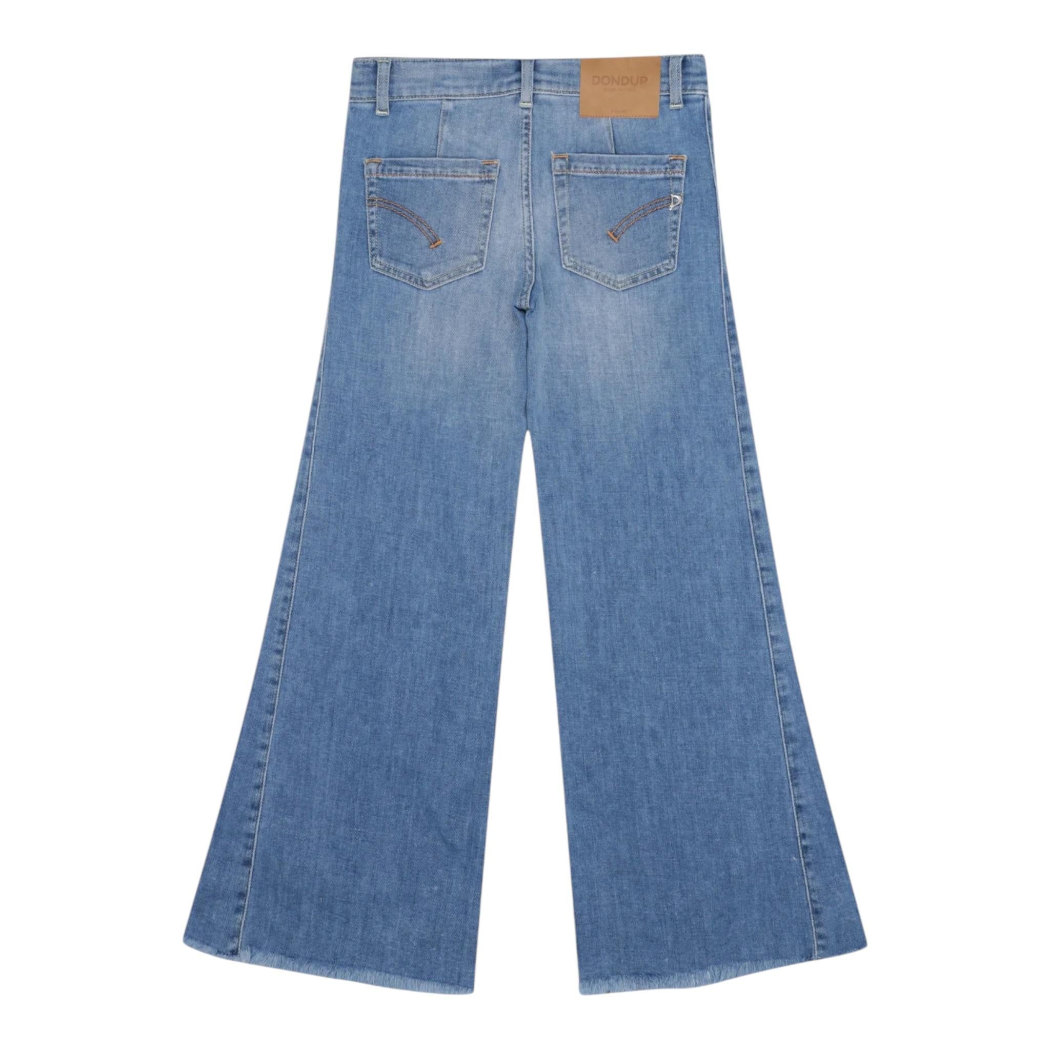 Dondup Jeans Tinta Unita Modello A Palazzo per Bambina DFPA128X BLU DONDUP 