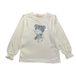 PLEASE maglia girocollo tinta unita con stampa Bianco per Bambina ML0530G65J BIANCO PLEASE 
