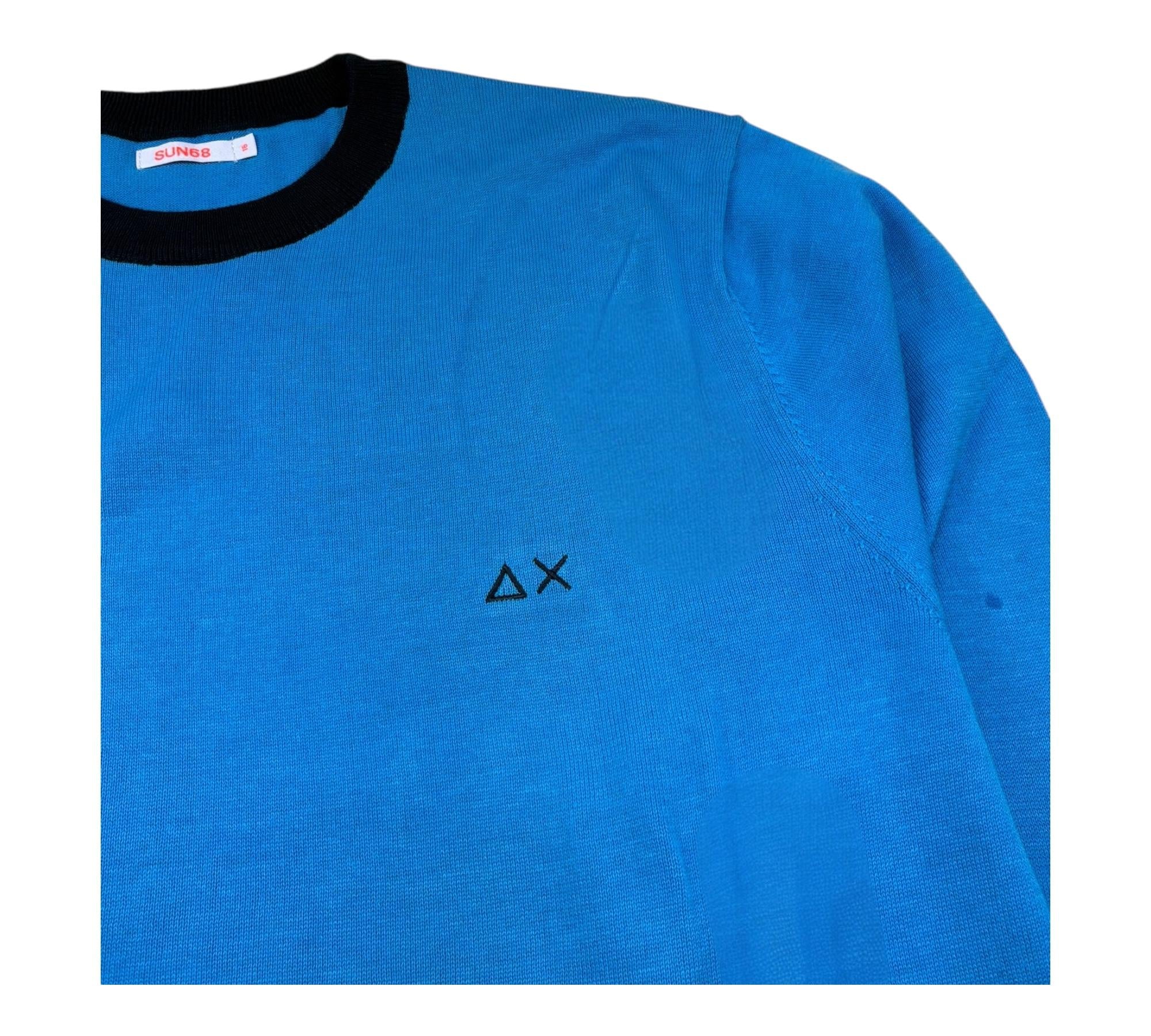 Sun68 Maglia Girocollo Tinta Unita con Logo per Bambino K32307 TURCHESE SUN68 