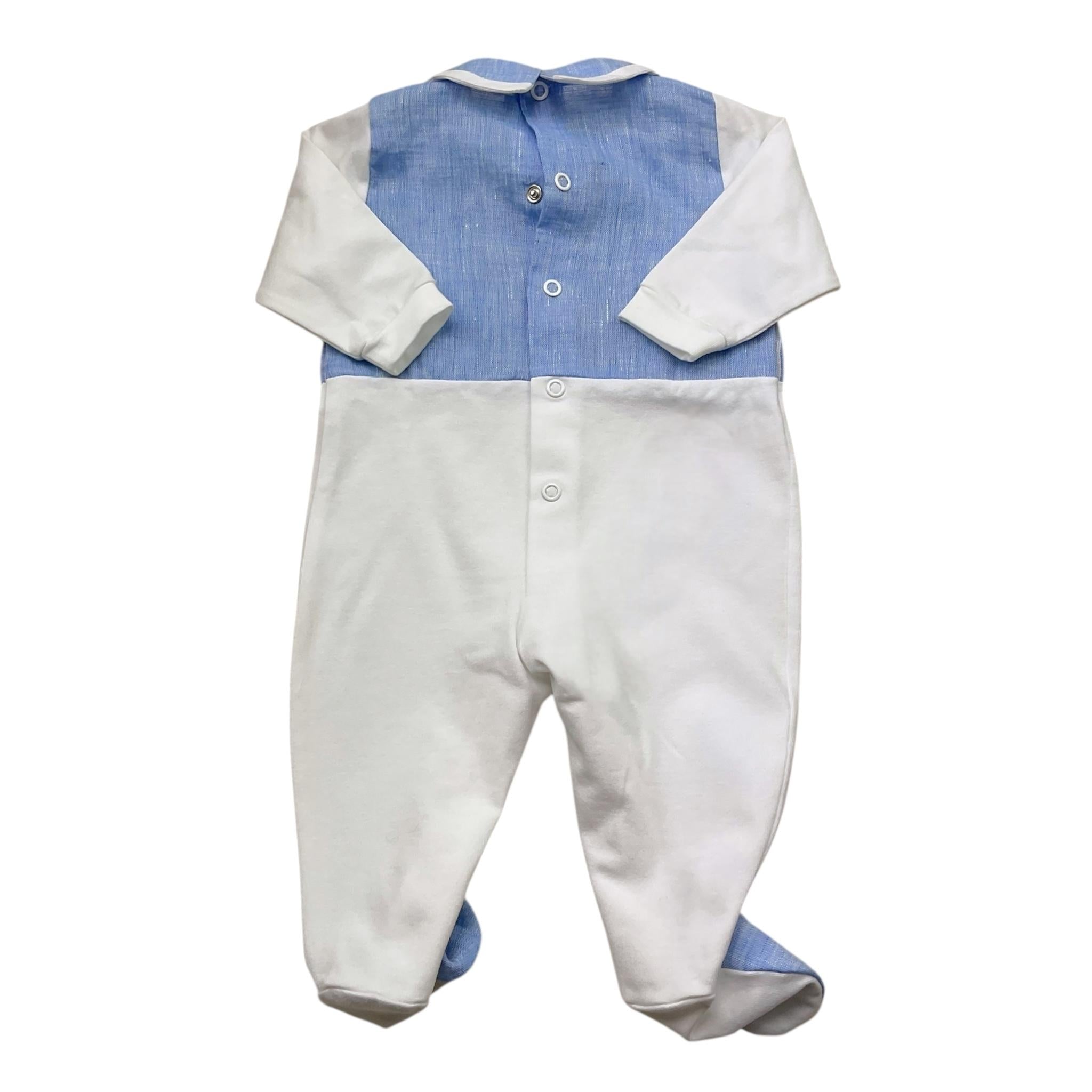 I Delfi Tutina Bicolore con Fantasia A Righe per Neonato 25P5270 BIANCO/AZZURRO I DELFI 