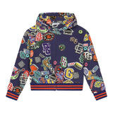 DOLCE & GABBANA felpa tinta unita con zip cappuccio e stampa Blu per Bambino L4JWFN BLU DOLCE & GABBANA 