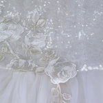 Monnalisa Abito Cerimonia Rinta Unita con Paillettes per Bambina 79390 BIANCO MONNALISA 