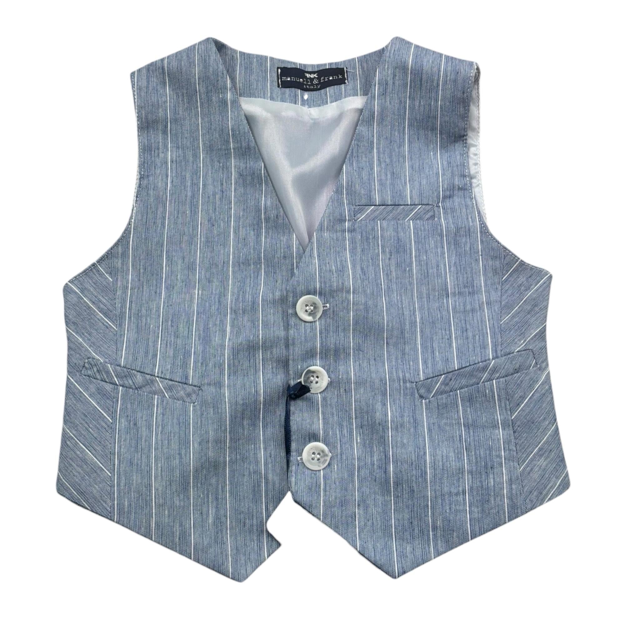 Manuel & Frank Gilet Tinta Unita con Fantasia per Neonato MF5193BN AZZURRO MANUEL & FRANK 