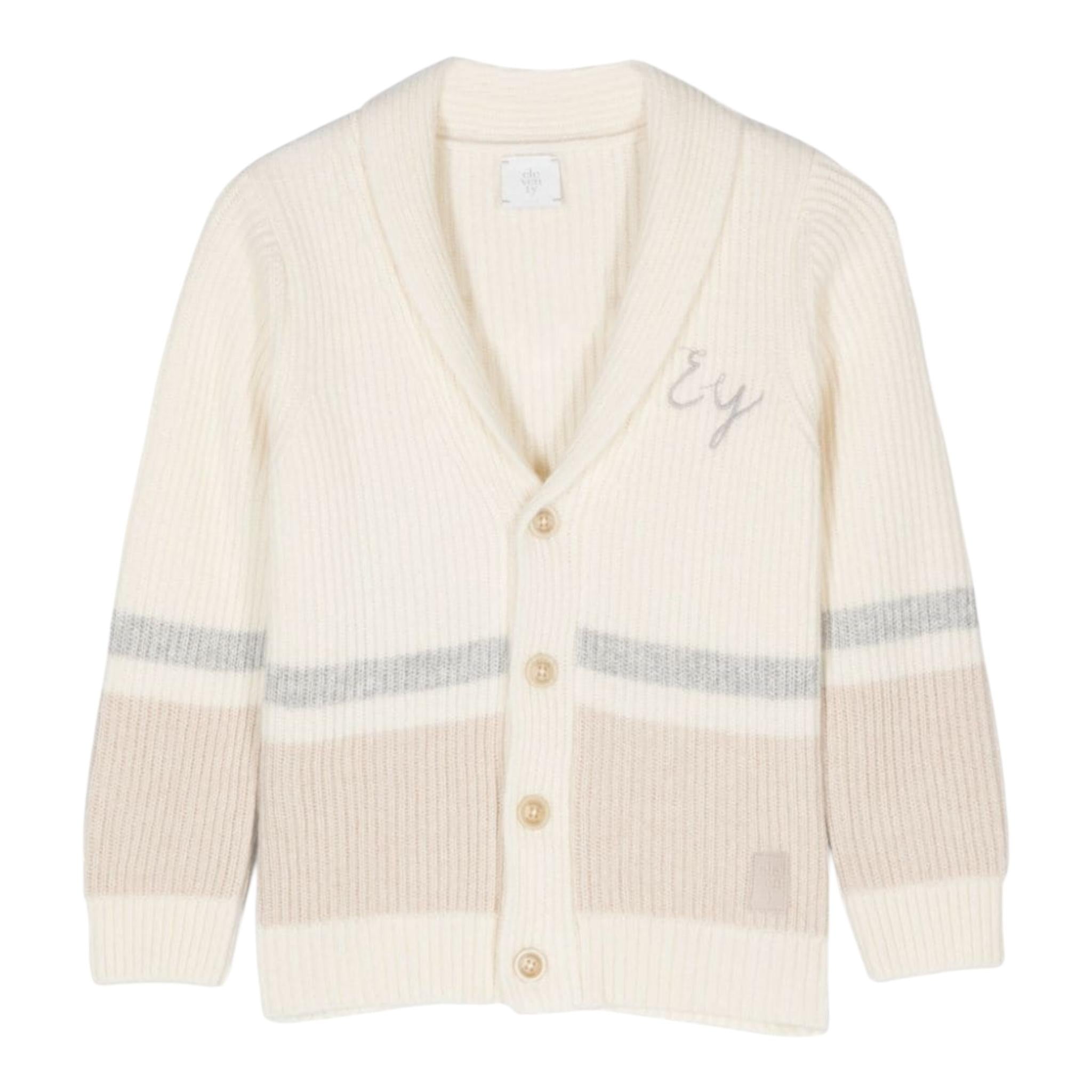 ELEVENTY cardigan tinta unita con fantasia a righe Panna per Bambino EV9P60 PANNA ELEVENTY 