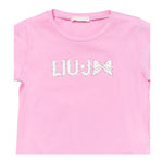 Liu Jo T-Shirt Girocollo Tinta Unita con Brillantini per Bambina KA5081X ROSA LIU JO 