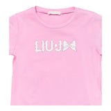 Liu Jo T-Shirt Girocollo Tinta Unita con Brillantini per Bambina KA5081X ROSA LIU JO 