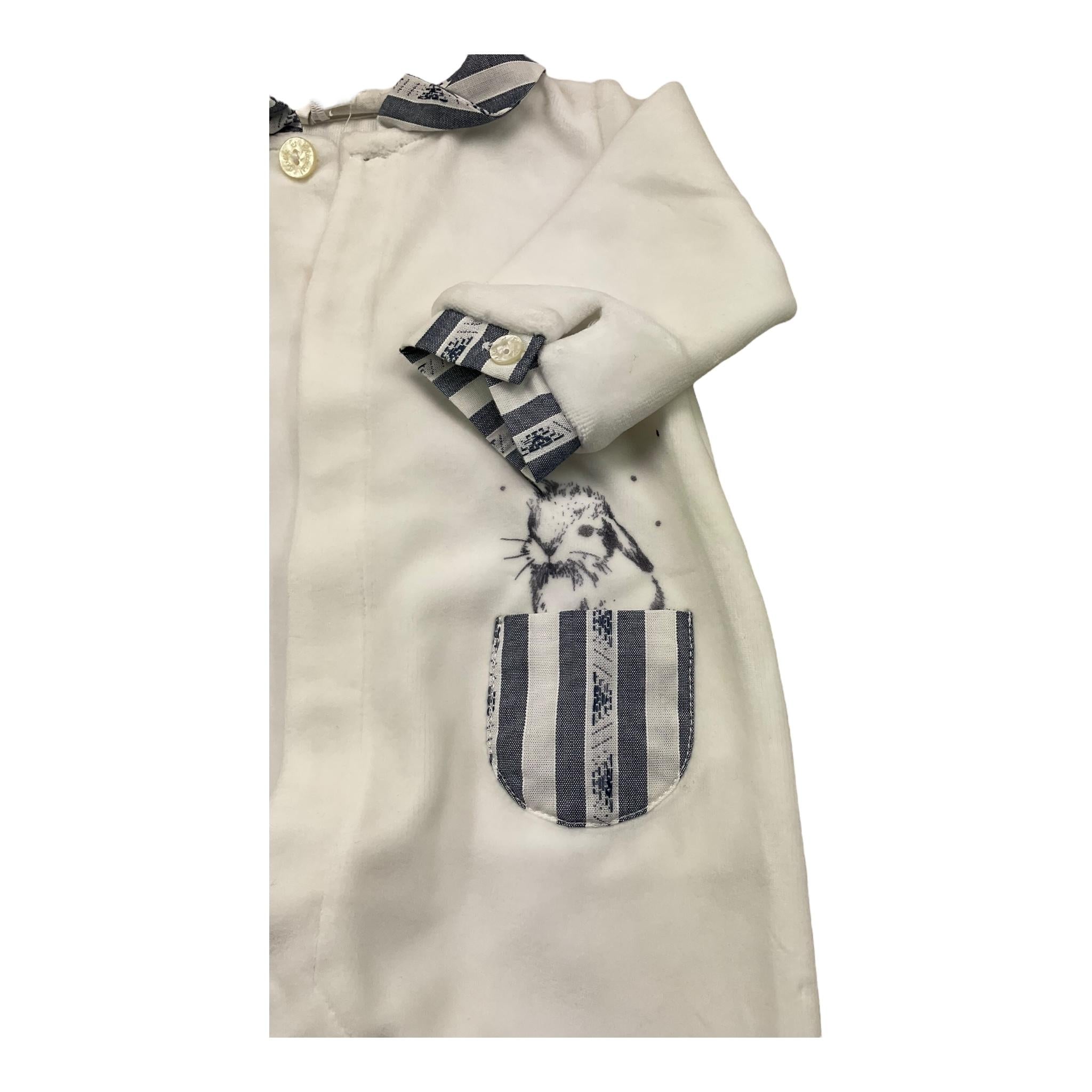 TARTINE ET CHOCOLAT tutina manica lunga tinta unita in ciniglia Bianco per Neonato TV32150 BIANCO TARTINE ET CHOCOLAT 