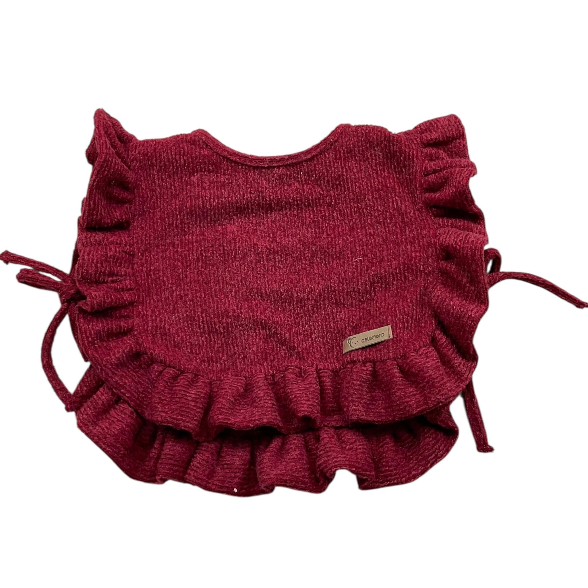 CALAMARO gilet tinta unita con balze Bordeaux per Neonata 14015 BORDEAUX CALAMARO 