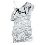 Marc Ellis Abito Monospalla Tinta Unita con Logo per Bambina JMJDR01239X BIANCO MARC ELLIS 