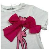M+E' T-Shirt Girocollo Tinta Unita con Stampa per Bambina UE1389J BIANCO M+E' 