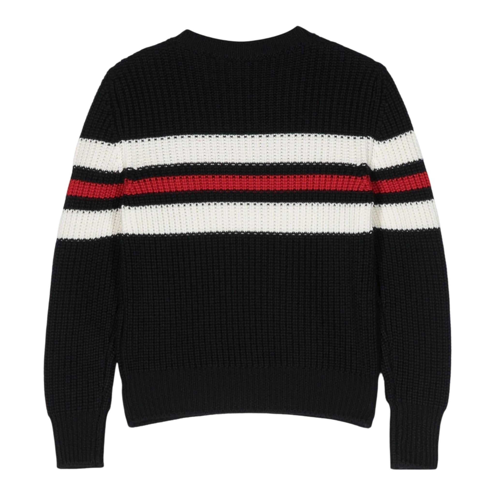 MONCLER maglia girocollo fantasia a righe con logo Blu per Bambino 9549C BLU MONCLER 