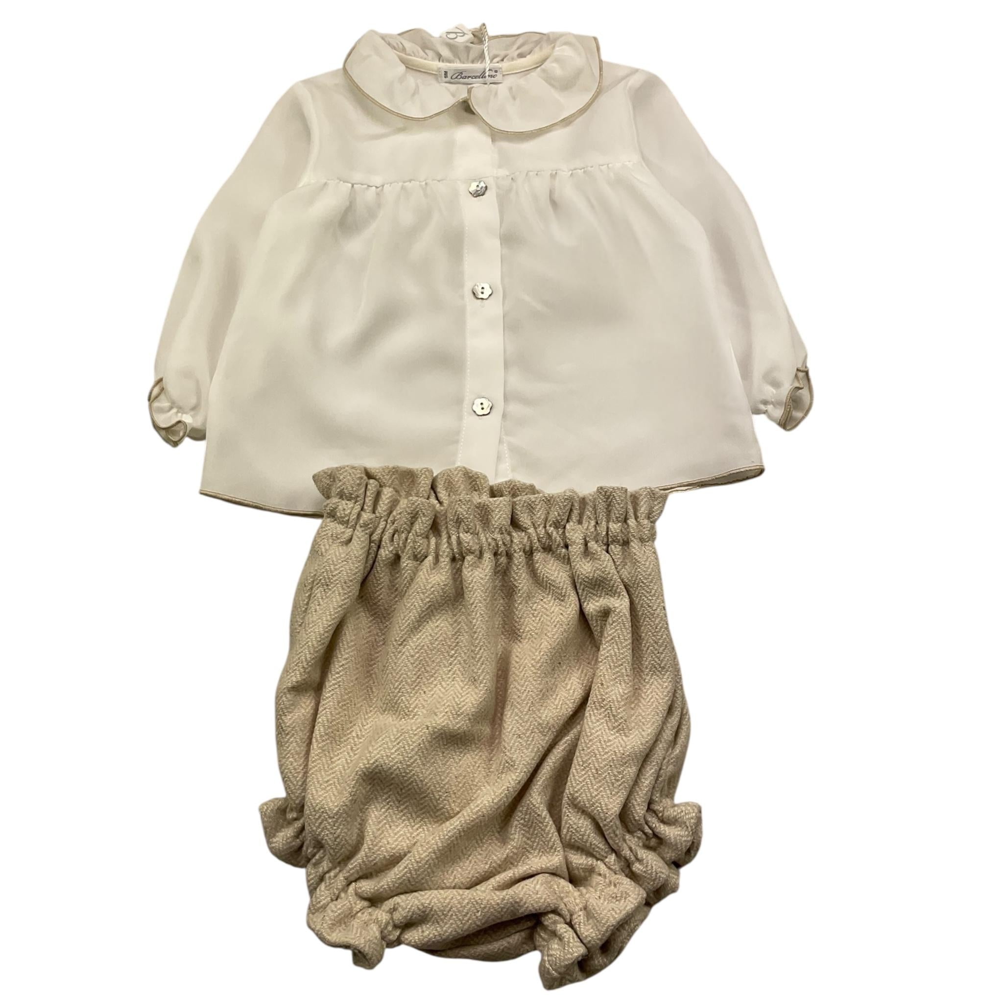 BARCELLINO completo 2 pezzi camicia-culotte Bianco per Neonata 106404 BIANCO BARCELLINO 