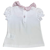 J.O. Milano T-Shirt Girocollo Tinta Unita Con Colletto In Contrasto Bianco Per Neonata