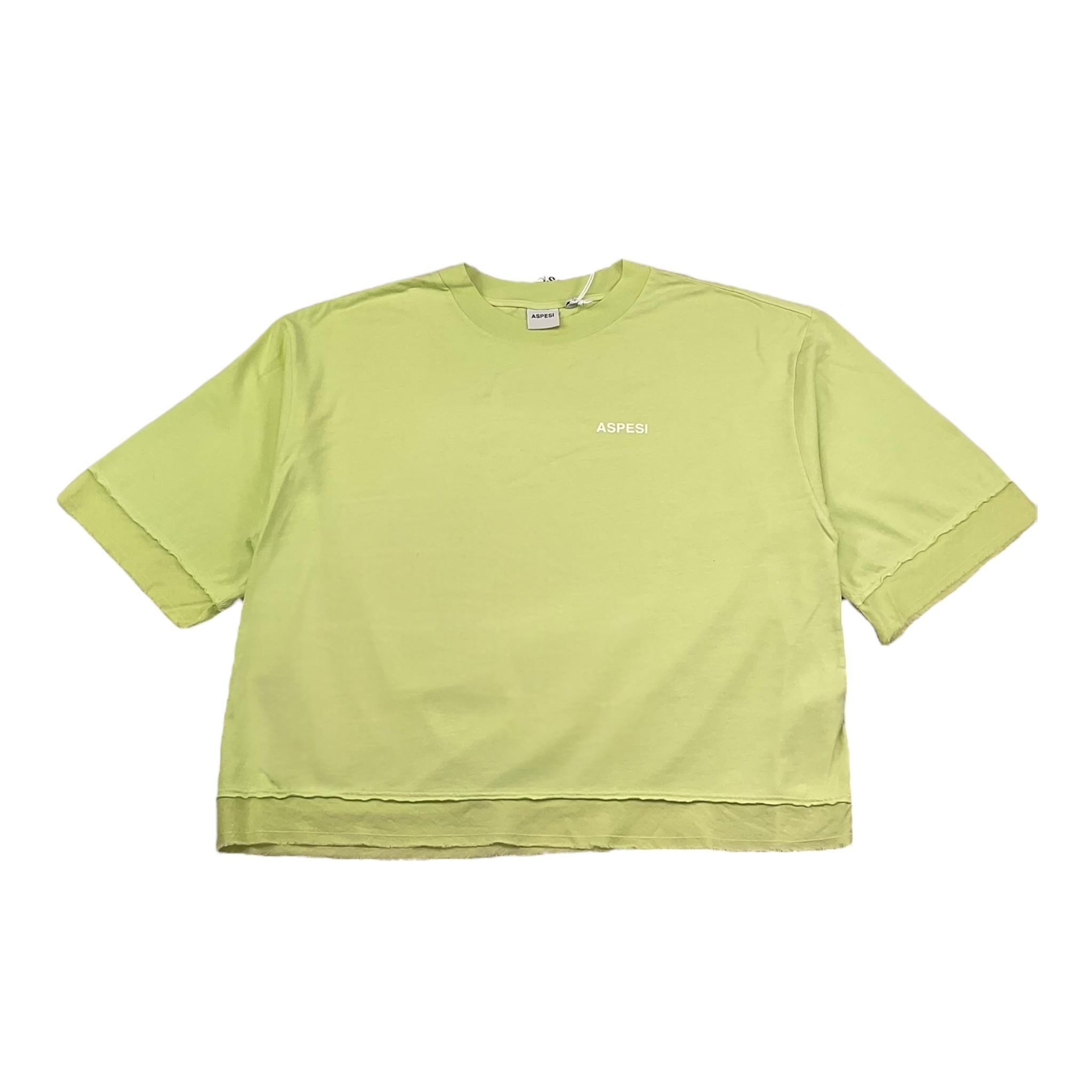 Aspesi T-Shirt Girocollo Tinta Unita con Logo per Bambina S25029TSM7038 VERDE ASPESI 