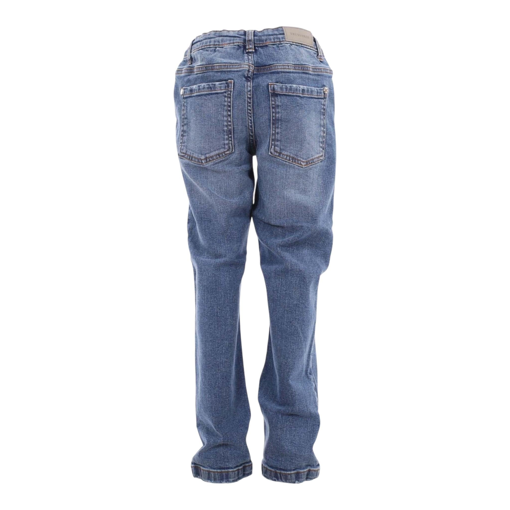 TRUSSARDI jeans tinta unita con girovita regolabile Blu per Bambino TBA24119JE BLU TRUSSARDI 