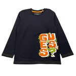 GUESS shirt girocollo tinta unita con stampa Blu per Bambino N3YI01K8HM0 BLU GUESS 