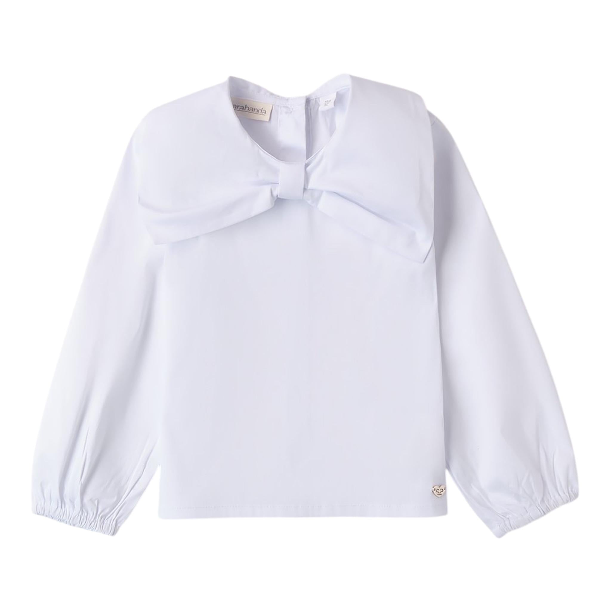 SARABANDA camicia tinta unita con fiocco Bianco per Bambina A222 BIANCO SARABANDA 
