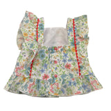 Miranda Camicia Giromanica Tinta Unita con Fantasia Fiori Bianco per Bambina