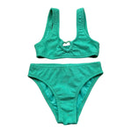 Mefui Costume 2 Pezzi Slip-Fascia Tinta Unita per Bambina MJ250410GN VERDE MEFUI 