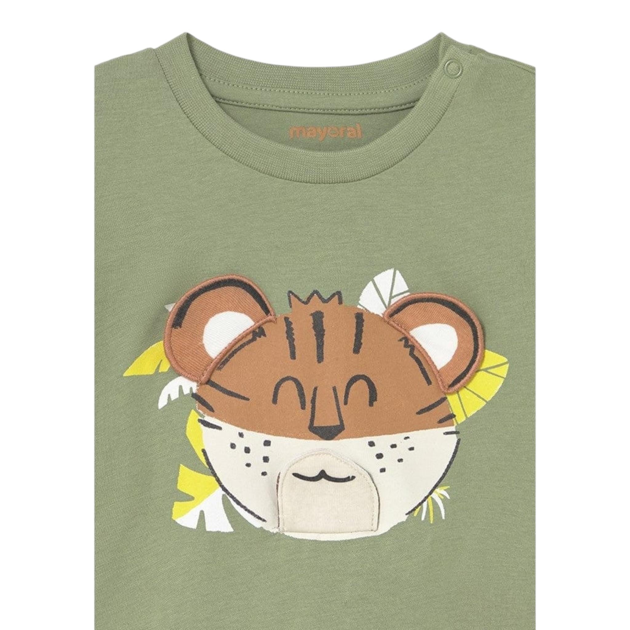 Mayoral T-Shirt Girocollo Tinta Unita con Stampa per Neonato 1055 VERDE MAYORAL 