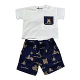 Moschino Completo 2 Pezzi T-Shirt-Bermuda Bicolore per Neonato MUG01C BIANCO/BLU MOSCHINO 