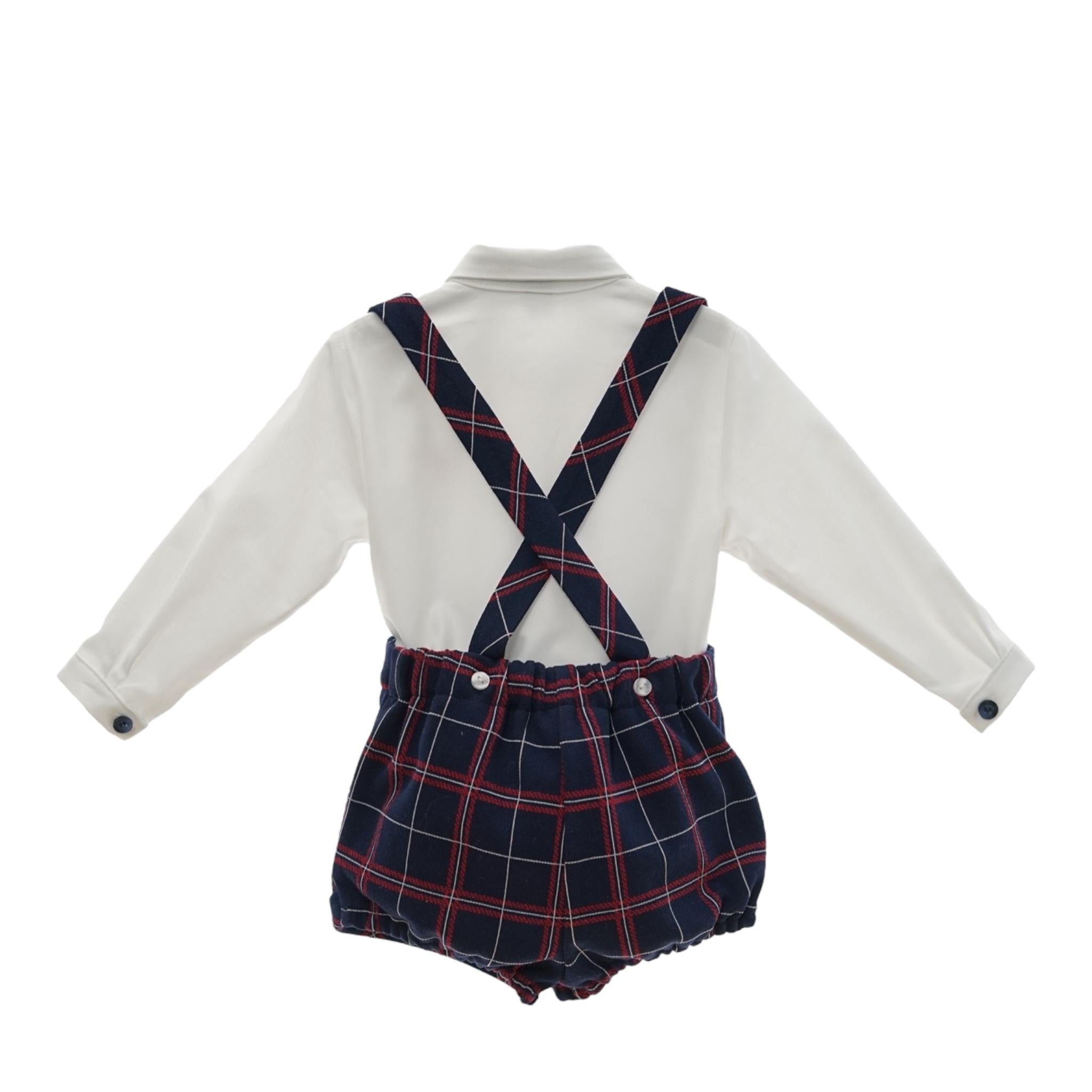 MARTA Y PAULA completo bicolore 3pz papillons-camicia-salopettes Bianco per Bambino 1854 BIANCO MARTA Y PAULA 