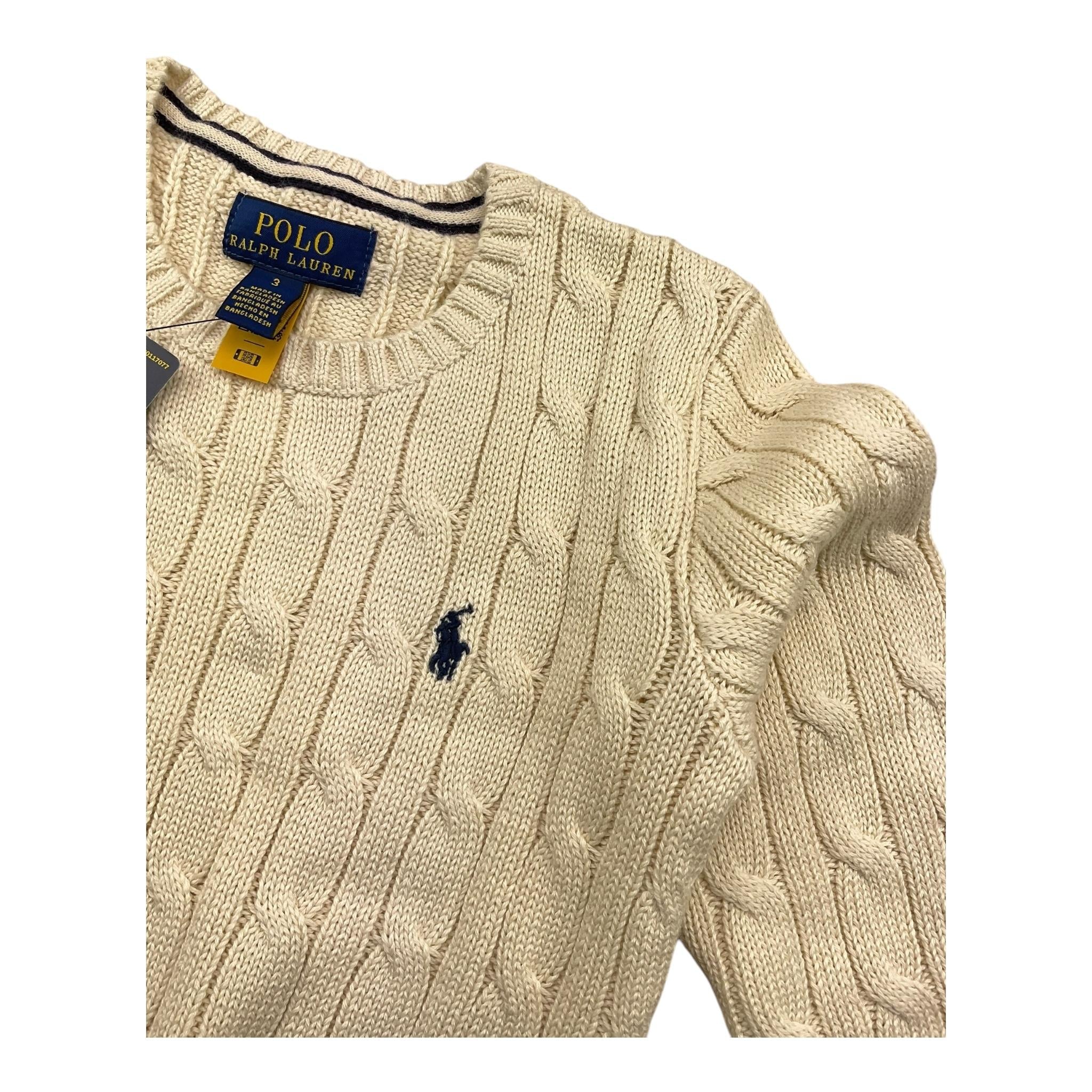 RALPH LAUREN maglia girocollo tinta unita con ricamo logo Crema per Neonato 322702674068 CREMA RALPH LAUREN 